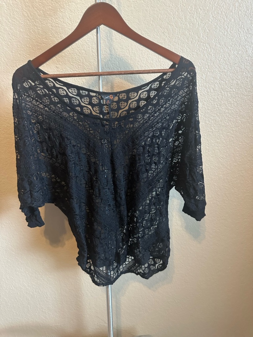 G by Guess Black Lace Top